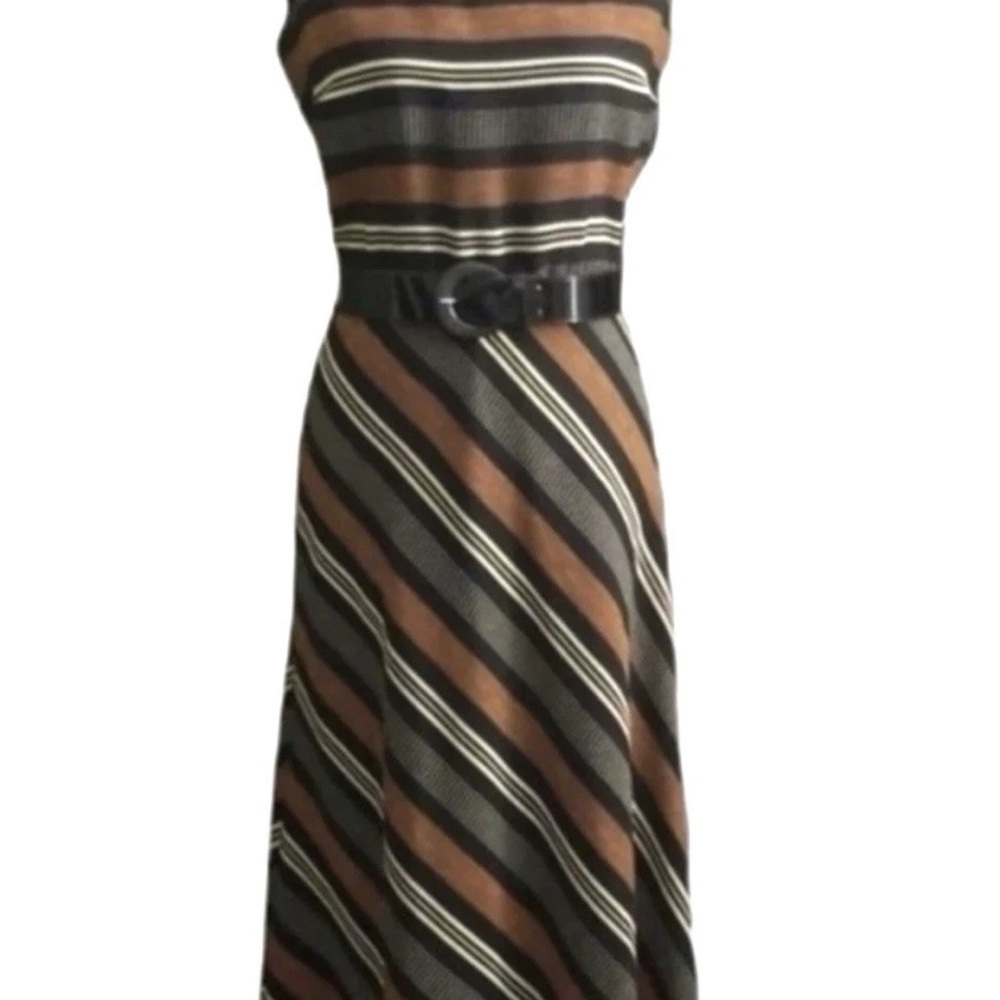 Vintage Positive Attitude Striped Maxi Dress | Size 12